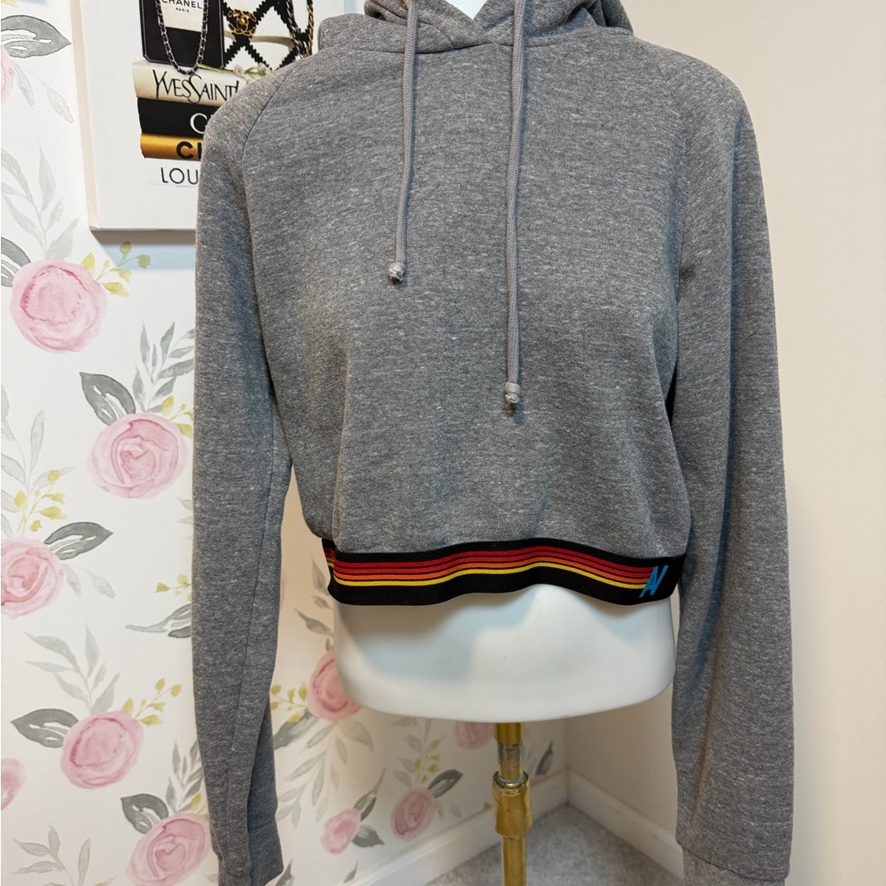 Aviator Nation Women's Logo Stripe Crop Hoodie